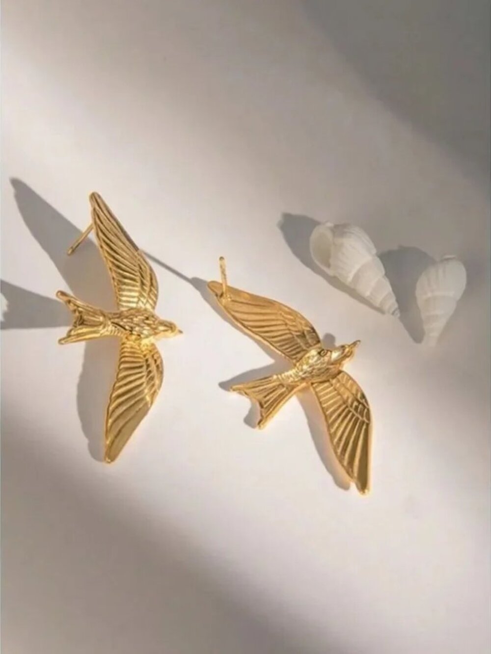 Gold Bird Wing Stud Earrings R376